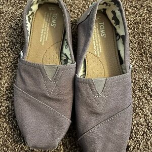 TOMS Brown/Grey Canvas Slip-Ons